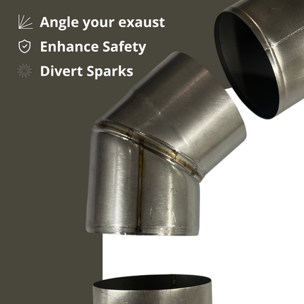 North Shore Sauna Angled Stove Chimney Pipe - 45 Degree Angle - 3.5”