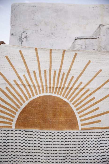 Powered By People Rising Sun Linen Throw