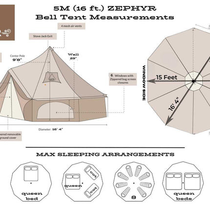 16' (5M) Zephyr™ Tent Cabin
