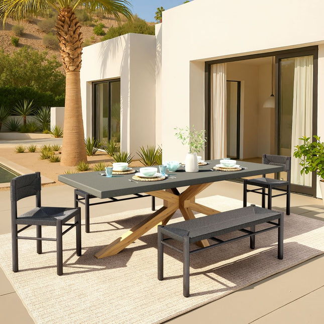 Zuo Modern Iska Suan 5 Piece Outdoor Dining Set - Black