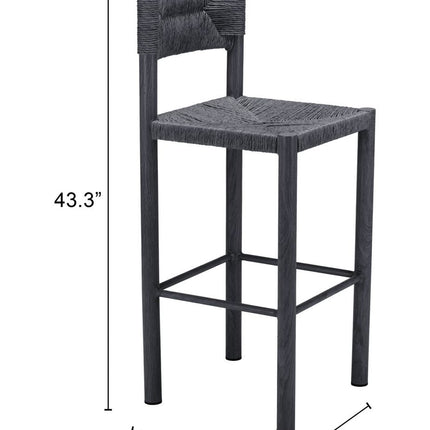 Zuo Modern Iska Black Bar Stool, Set of 2