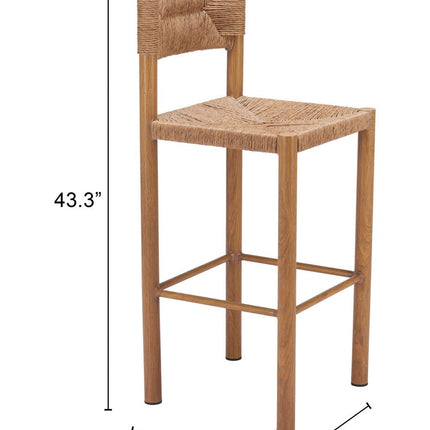 Zuo Modern Iska Natural Bar Stool, Set of 2