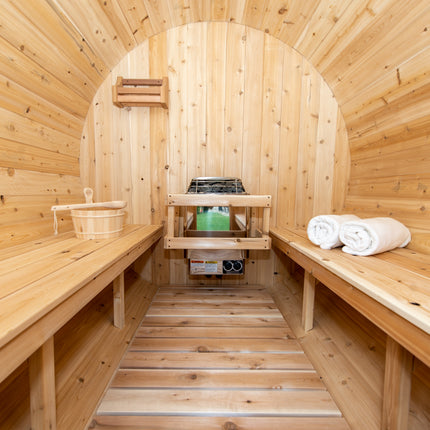 Leisurecraft Canadian Timber Harmony Barrel Sauna - Electric Heater Options