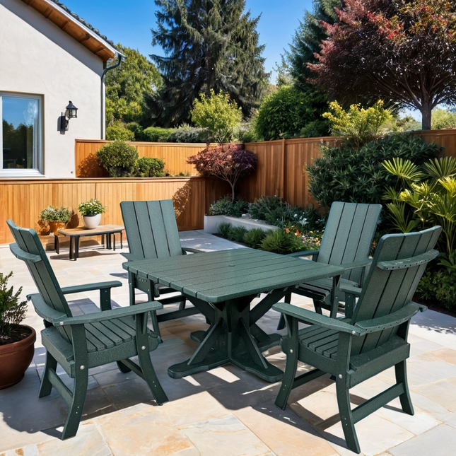 Best Adirondack Chair Co. 5 Piece Solid Wood Dining Set - Pedestal Table