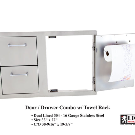 Lion Premium Grills 33-Inch Door & Double Drawer Combo