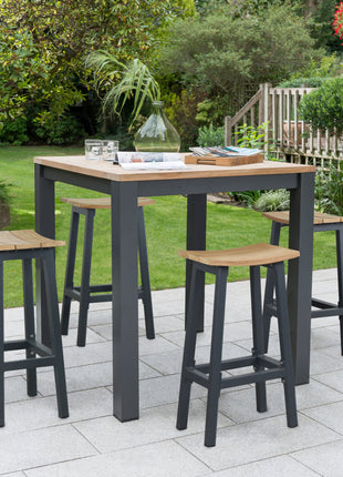Elba Aluminum Bar Set With Teak Accents