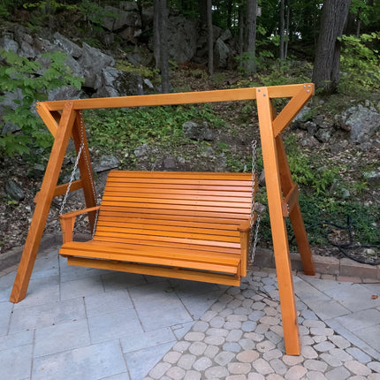 Best Adirondack Chair Co. Solid Wood Family Porch Swing with Frame