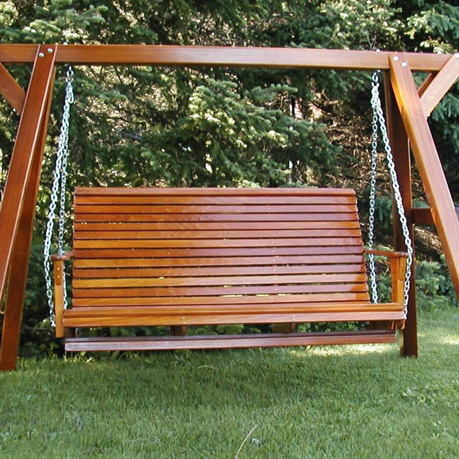 Best Adirondack Chair Co. Solid Wood Family Porch Swing with Frame