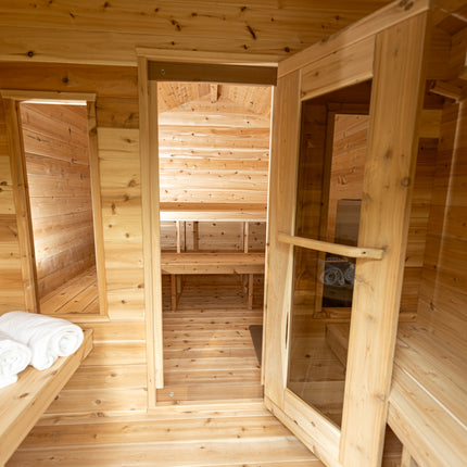Leisurecraft Canadian Timber Georgian Cabin Sauna with Changeroom - Electric Heater Options