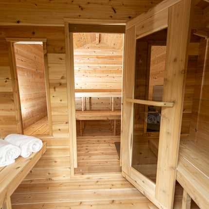 Leisurecraft Canadian Timber Georgian Cabin Sauna with Changeroom - Electric Heater Options