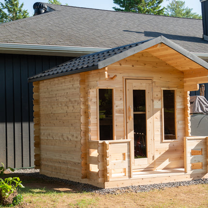 Leisurecraft Canadian Timber Georgian Cabin Sauna with Porch - Electric Heater Options