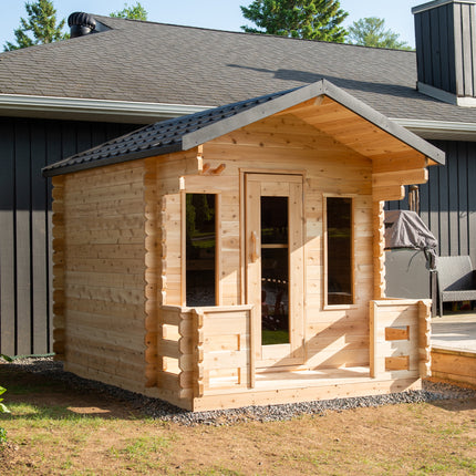 Leisurecraft Canadian Timber Georgian Cabin Sauna with Porch - Electric Heater Options