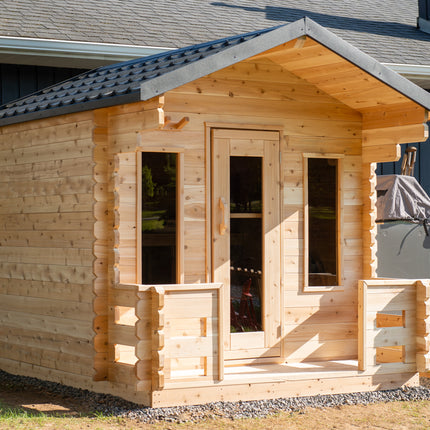 Leisurecraft Canadian Timber Georgian Cabin Sauna with Porch - Electric Heater Options