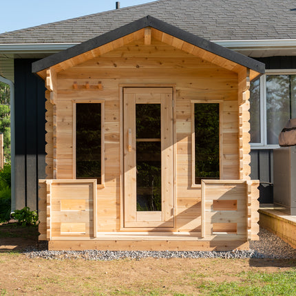 Leisurecraft Canadian Timber Georgian Cabin Sauna with Porch - Electric Heater Options