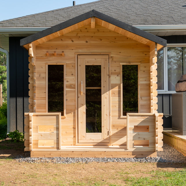 Leisurecraft Canadian Timber Georgian Cabin Sauna with Porch - Electric Heater Options