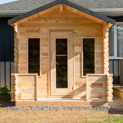 Leisurecraft Canadian Timber Georgian Cabin Sauna with Porch - Electric Heater Options