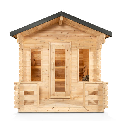 Leisurecraft Canadian Timber Georgian Cabin Sauna with Porch - Electric Heater Options