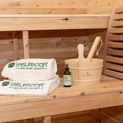 Leisurecraft Canadian Timber Georgian Cabin Sauna with Porch - Electric Heater Options