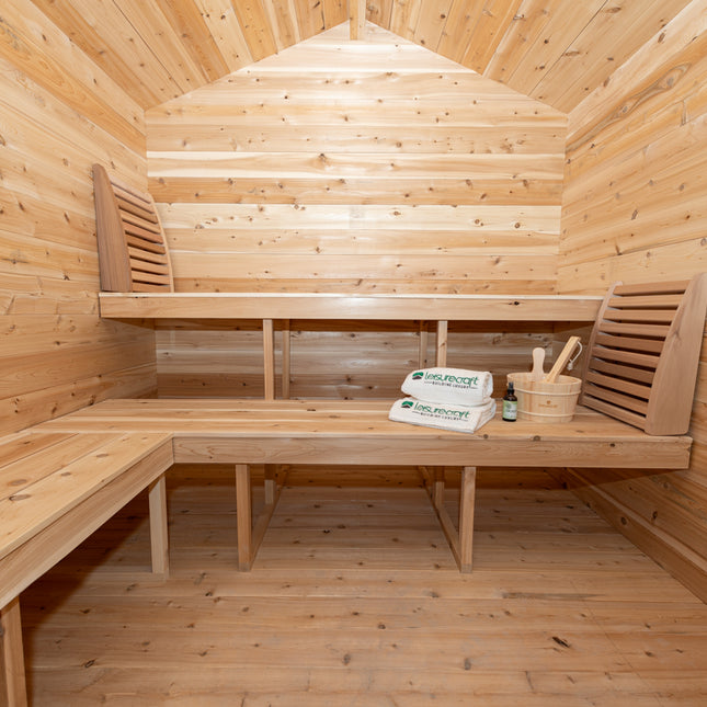 Leisurecraft Canadian Timber Georgian Cabin Sauna with Porch - Electric Heater Options