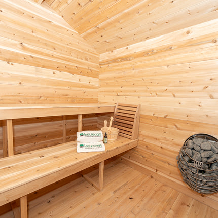 Leisurecraft Canadian Timber Georgian Cabin Sauna with Porch - Electric Heater Options