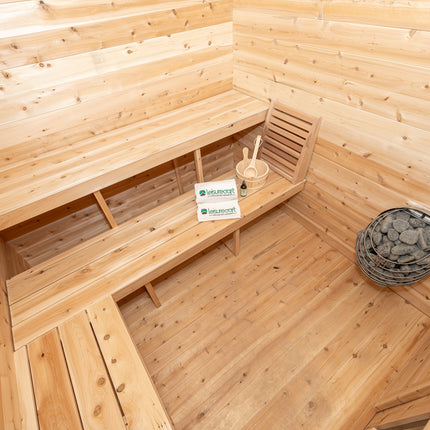 Leisurecraft Canadian Timber Georgian Cabin Sauna with Porch - Electric Heater Options