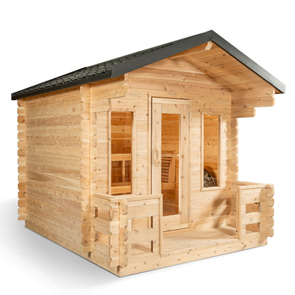 Leisurecraft Canadian Timber Georgian Cabin Sauna with Porch - Electric Heater Options