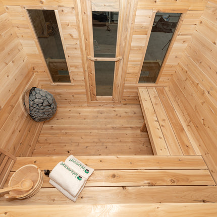 Leisurecraft Canadian Timber Georgian Cabin Sauna with Porch - Electric Heater Options