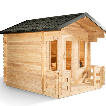 Leisurecraft Canadian Timber Georgian Cabin Sauna with Porch - Electric Heater Options
