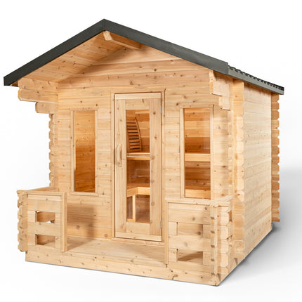 Leisurecraft Canadian Timber Georgian Cabin Sauna with Porch - Electric Heater Options