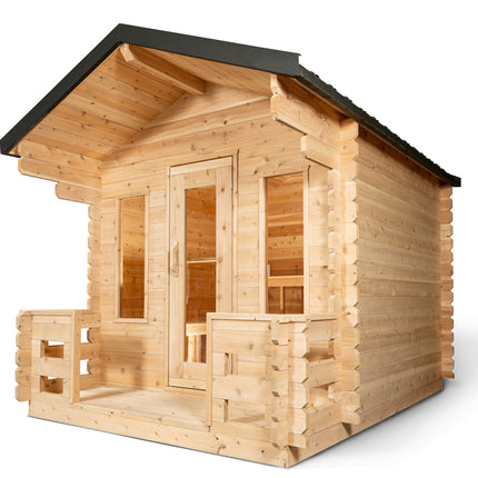 Leisurecraft Canadian Timber Georgian Cabin Sauna with Porch - Electric Heater Options