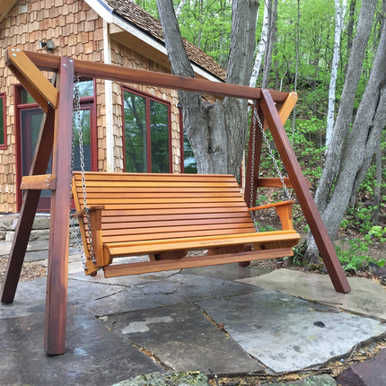 Best Adirondack Chair Co. Solid Wood Family Porch Swing with Frame