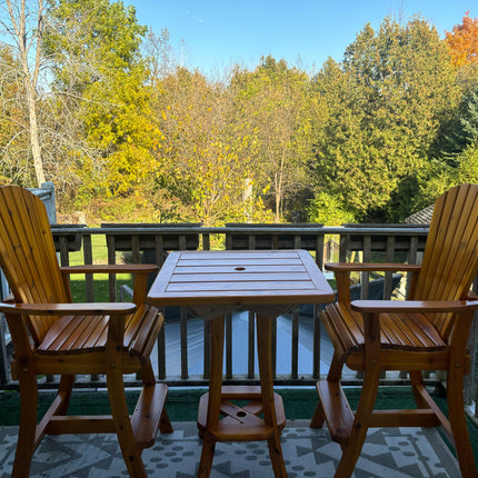 Best Adirondack Chair Co. 3 Piece Solid Wood Bar Height Bistro Set