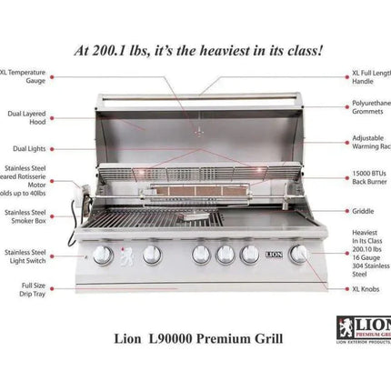 Lion Premium Grills L90000 40-Inch Stainless Steel Built-In Natural Gas Grill