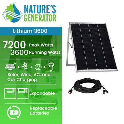 Nature's Generator Lithium 3600W Solar Generator and Transfer Switch