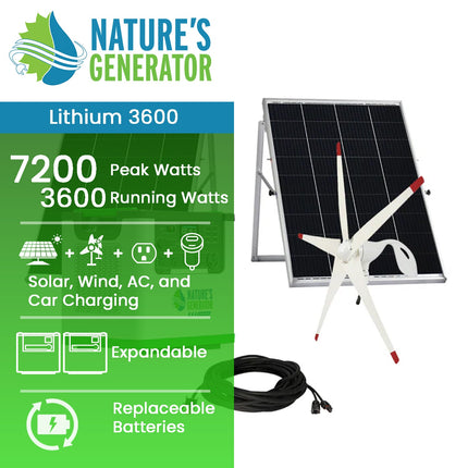Nature's Generator Lithium 3600W Solar and Wind Generator