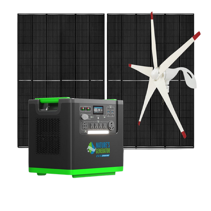 Nature's Generator Lithium 6000W Power Station with Solar Panels and Wind Turbine
