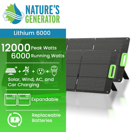 Nature's Generator Lithium 6000W Power Station with Solar Panels