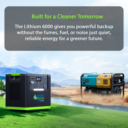 Nature's Generator Lithium 6000W Power Station with Solar Panels and Wind Turbine