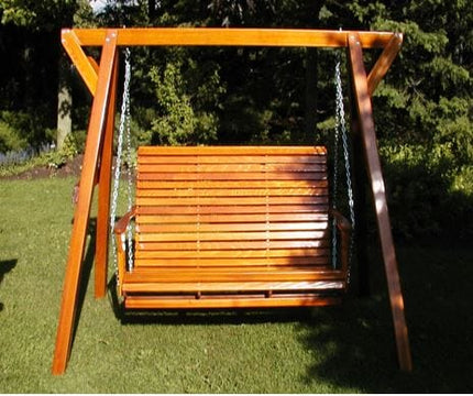 Best Adirondack Chair Co. Solid Wood Lovers Porch Swing with Frame
