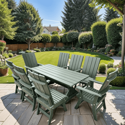 Best Adirondack Chair Co. 9 Piece Solid Wood Dining Set - Classic Table