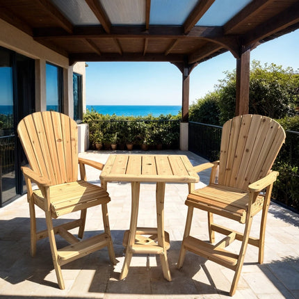 Best Adirondack Chair Co. 3 Piece Solid Wood Bar Height Bistro Set