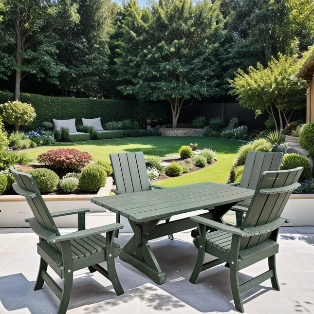 Best Adirondack Chair Co. 5 Piece Solid Wood Dining Set - 4' Table