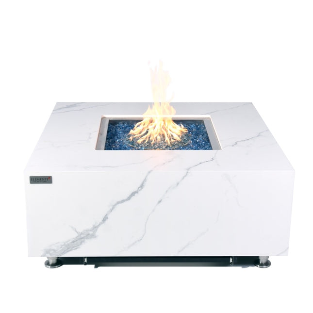 Elementi Plus Bianco White Marble Porcelain Fire Table