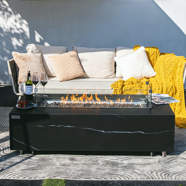 Elementi Plus Varna Marble Porcelain Fire Table
