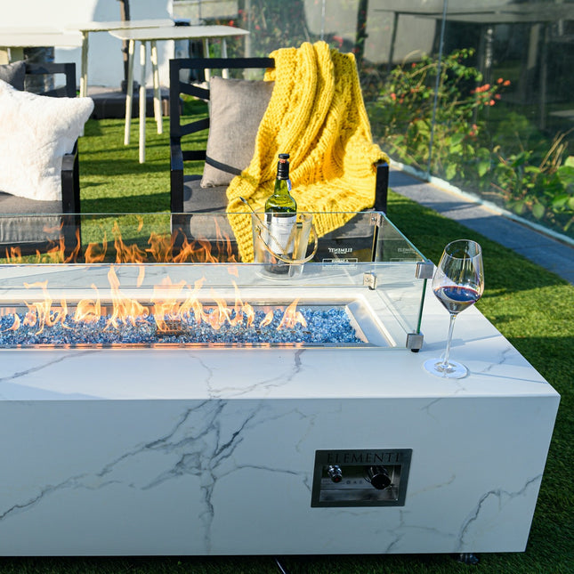 Elementi Plus Carrara Marble Pocelain Fire Table