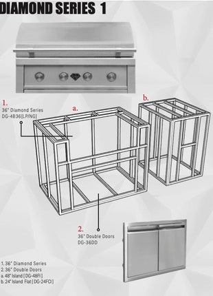 Diamond Grills Outdoor Kitchen Kit No. 1 - Modular Built In Grill BBQ Island