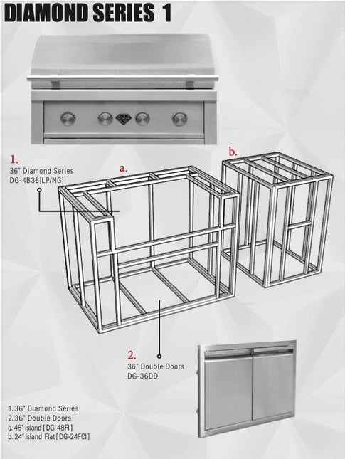 Diamond Grills Outdoor Kitchen Kit No. 1 - Modular Built In Grill BBQ Island