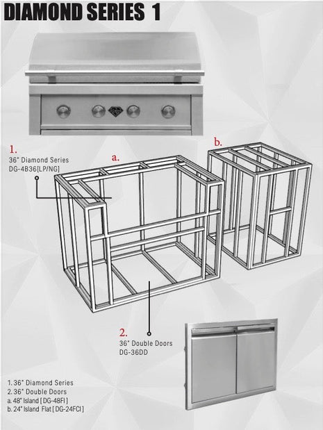 Diamond Grills Outdoor Kitchen Kit No. 1 - Modular Built In Grill BBQ Island