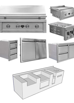 Diamond Grills Outdoor Kitchen Kit No. 4 - Premium Package Modular Built In Grill BBQ Island