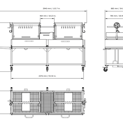 Tagwood BBQ 24SS Double Argentine Santa Maria Wood Fire & Charcoal Gaucho Grill PRE-ORDER
